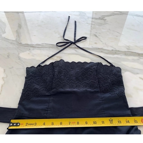 PETRO ZILLIA BLACK COTTON HALTER EYELET DRESS SZ 4 - Picture 9 of 12